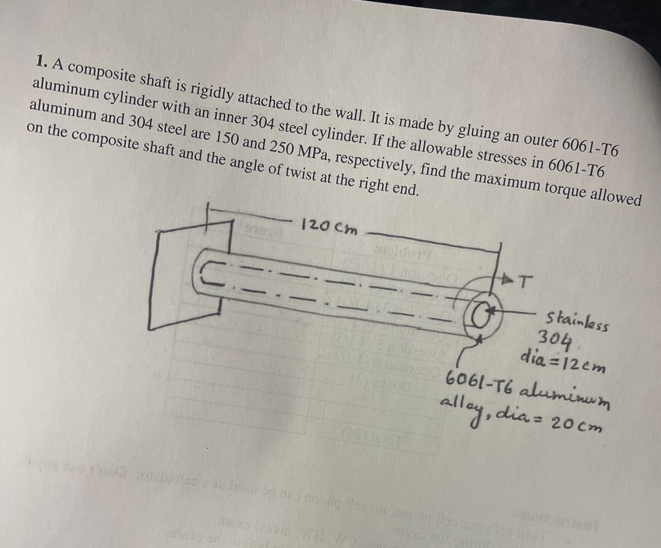 A composite shaft is rigidly attached to the