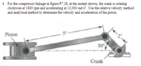 4 . For the compressor linkage in figure P 7 . 2