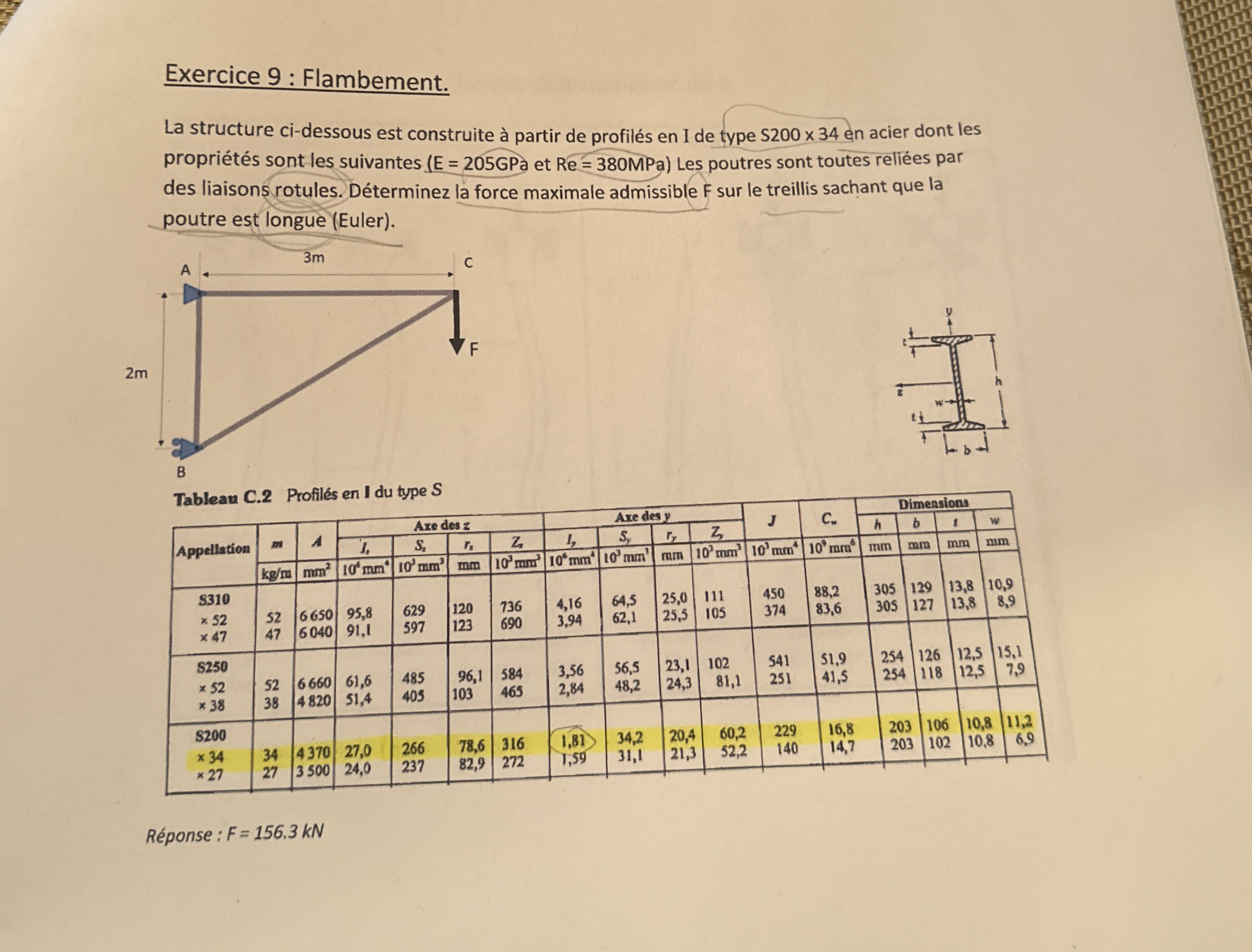 Exercice 9 : Flambement. La structure ci -
