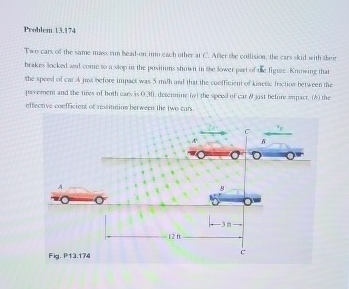 Problem 1 . 3 . 1 7 4 Tev cars of the same mass