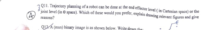 ( 4 ) 2 Q 1 1 . Trajectory planning of a robot