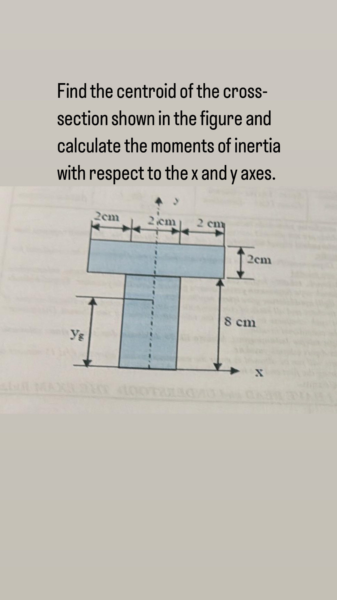 Find the centroid of the crosssection shown in