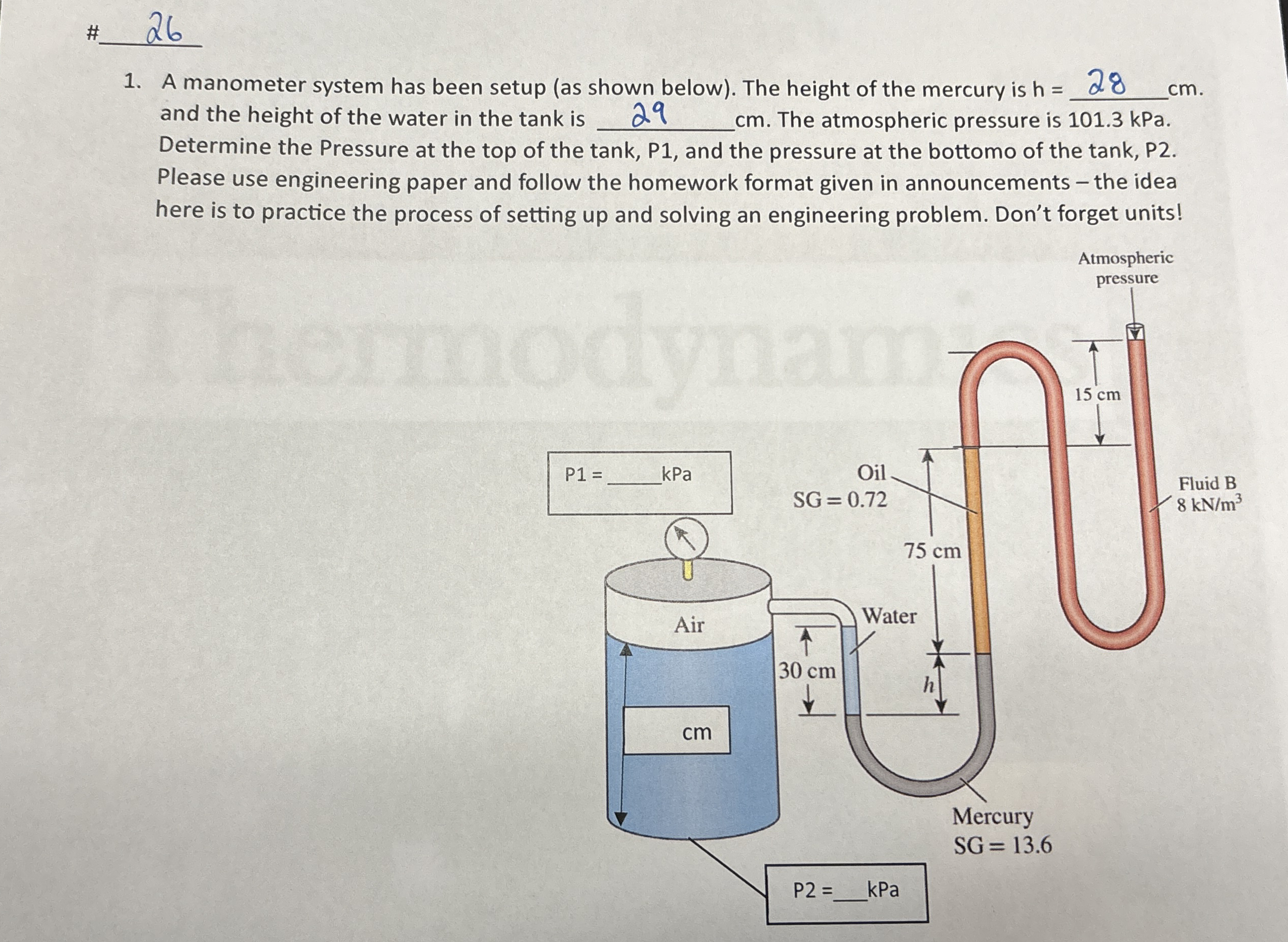 # 2 6 A manometer system has been setup ( as