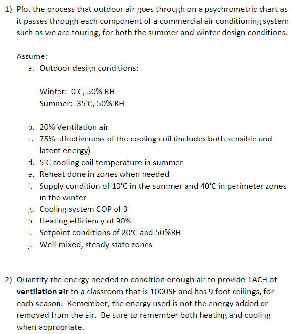 1 ) Plot the process that outdoor air goes