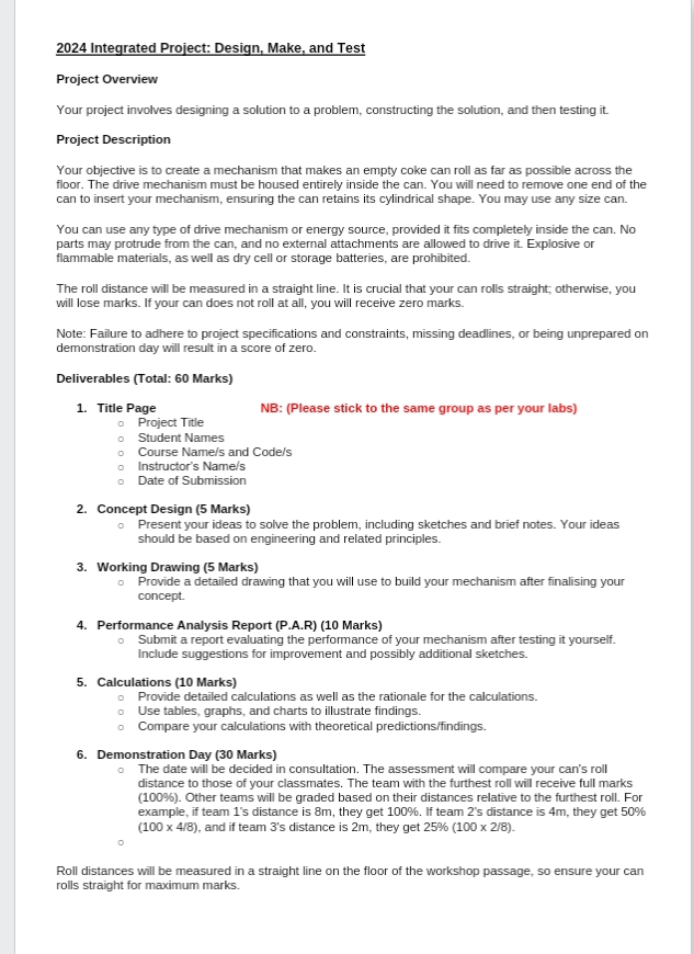 2 0 2 4 Integrated Project: Design, Make, and