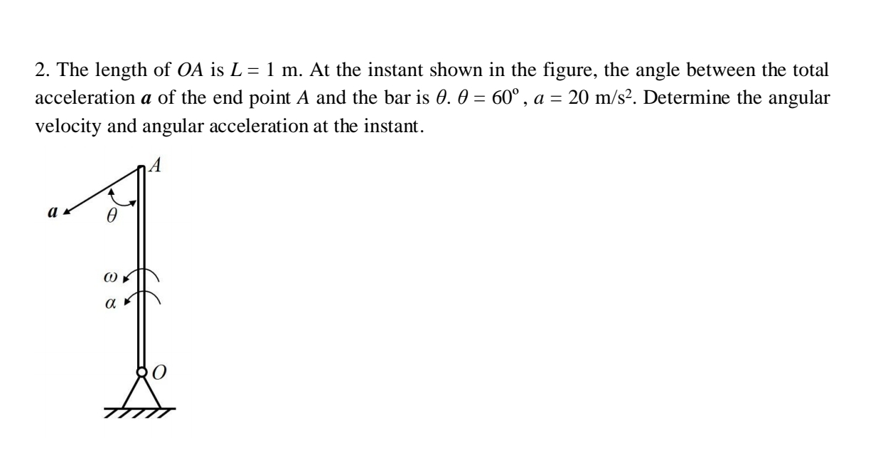 The length of O A is L = 1 m . At the instant