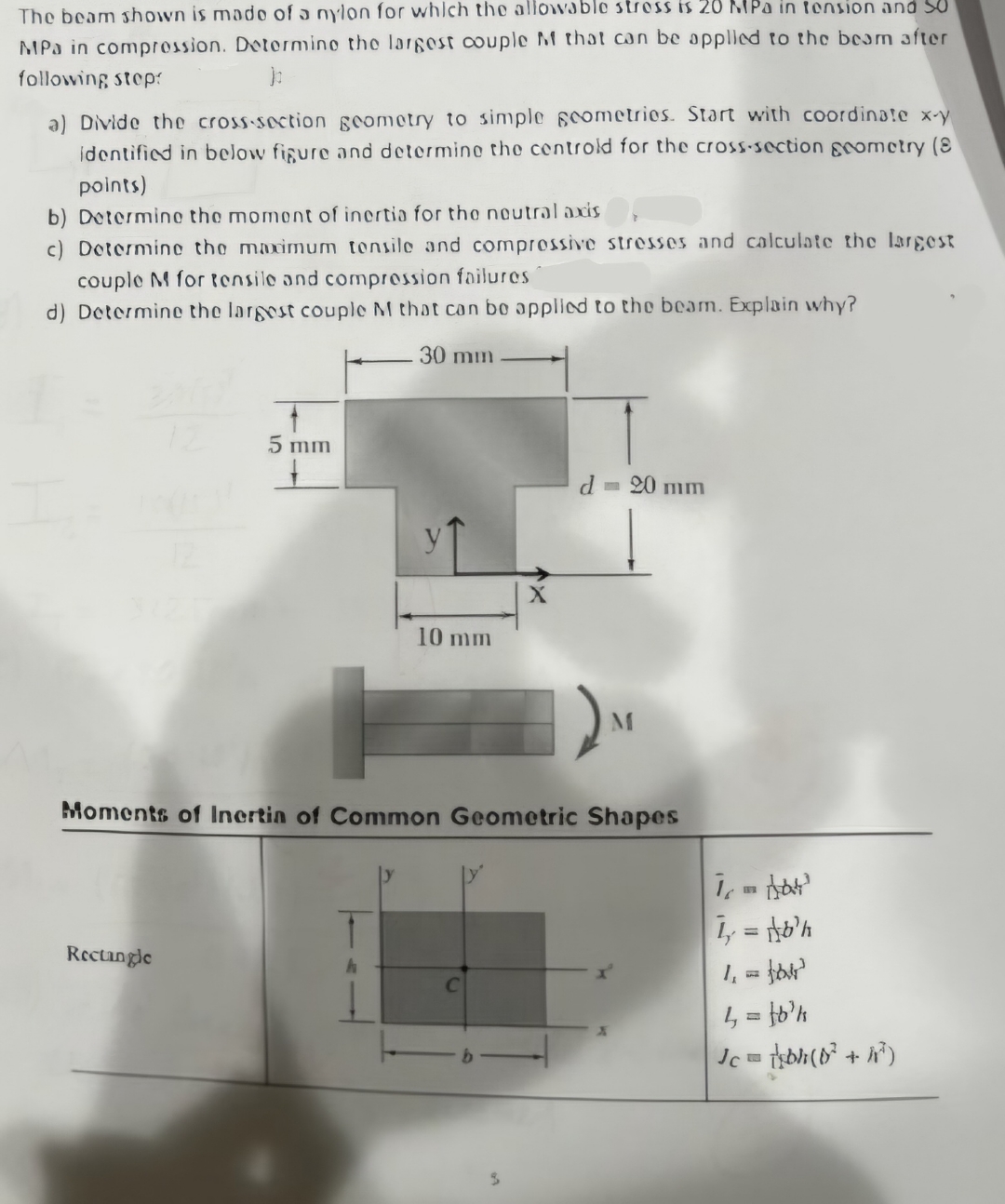The beam shown is made of a nylon for which the