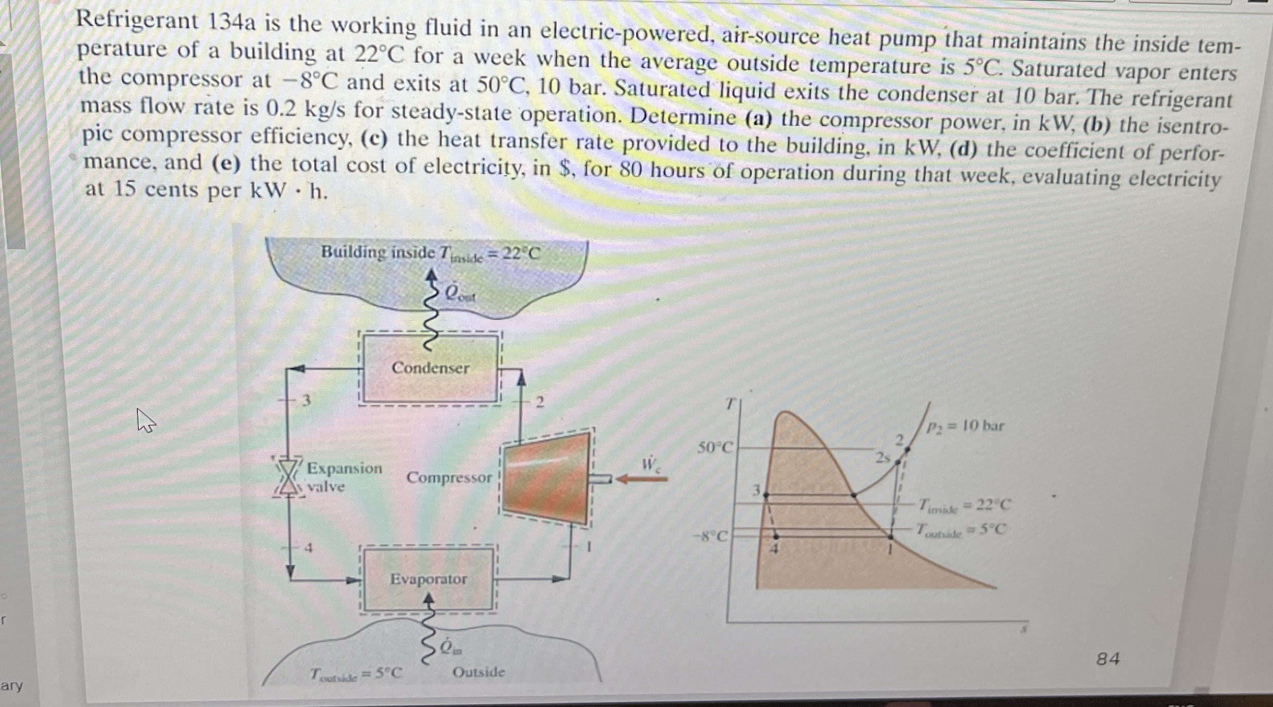 Refrigerant 1 3 4 a is the working fluid in an