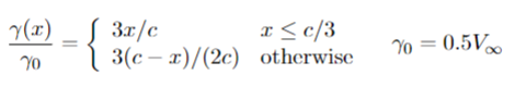 he vortex strength distribution, \ gamma ( x ) ,
