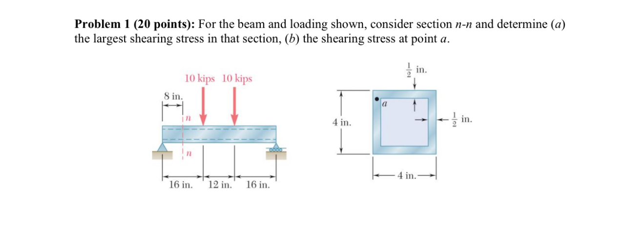 Problem 1 ( 2 0 points ) : For the beam and