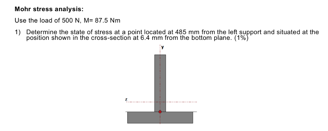 Mohr stress analysis: Use the load of 5 0 0 N , M