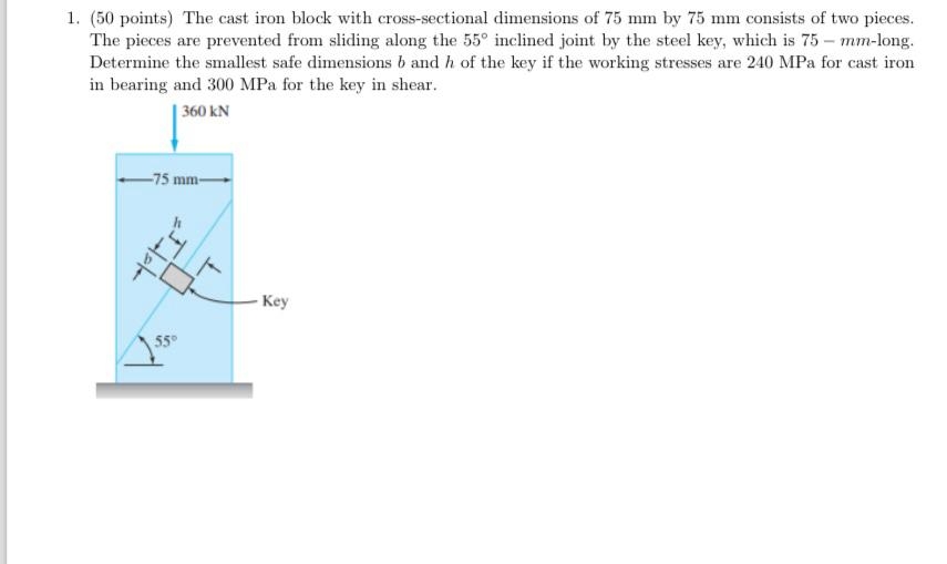 ( 5 0 points ) The cast iron block with cross -