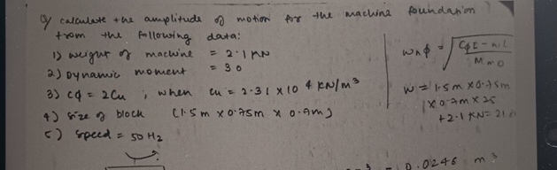 Q ) calaubte the amplitude of motion for the
