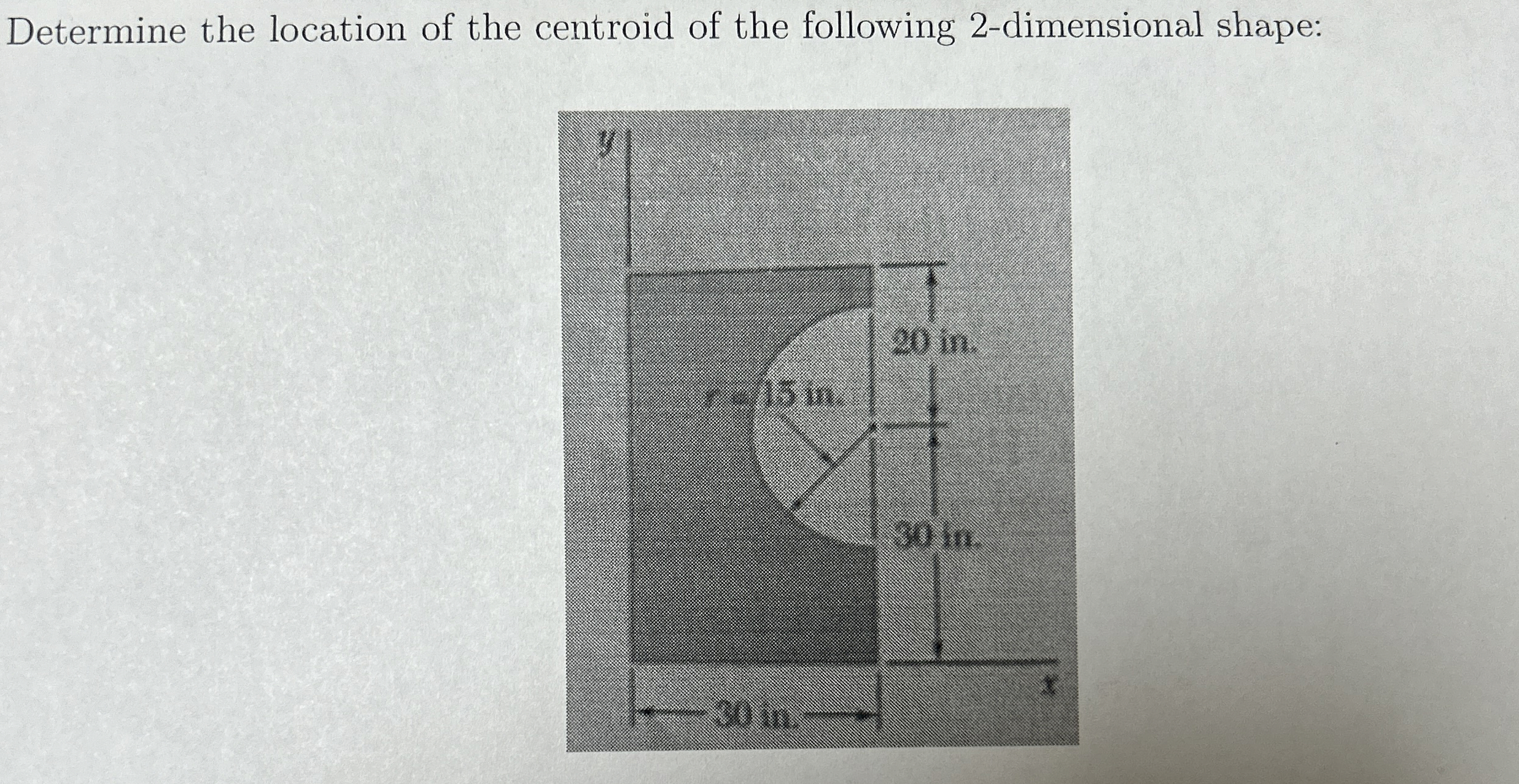 Determine the location of the centroid of the