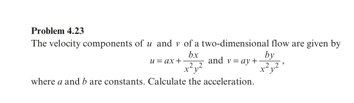 Problem 4 . 2 3 The velocity components of u and