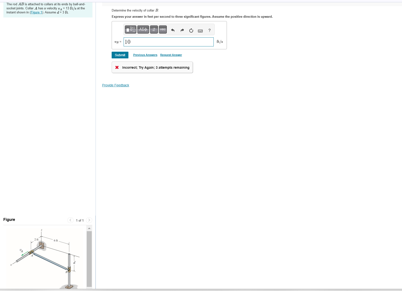 The rod \ ( A B \ ) is attached to collars at its