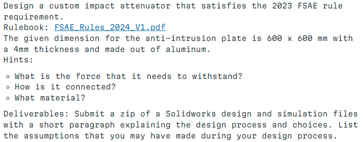 I need to make a impact attenuator for my FSAE