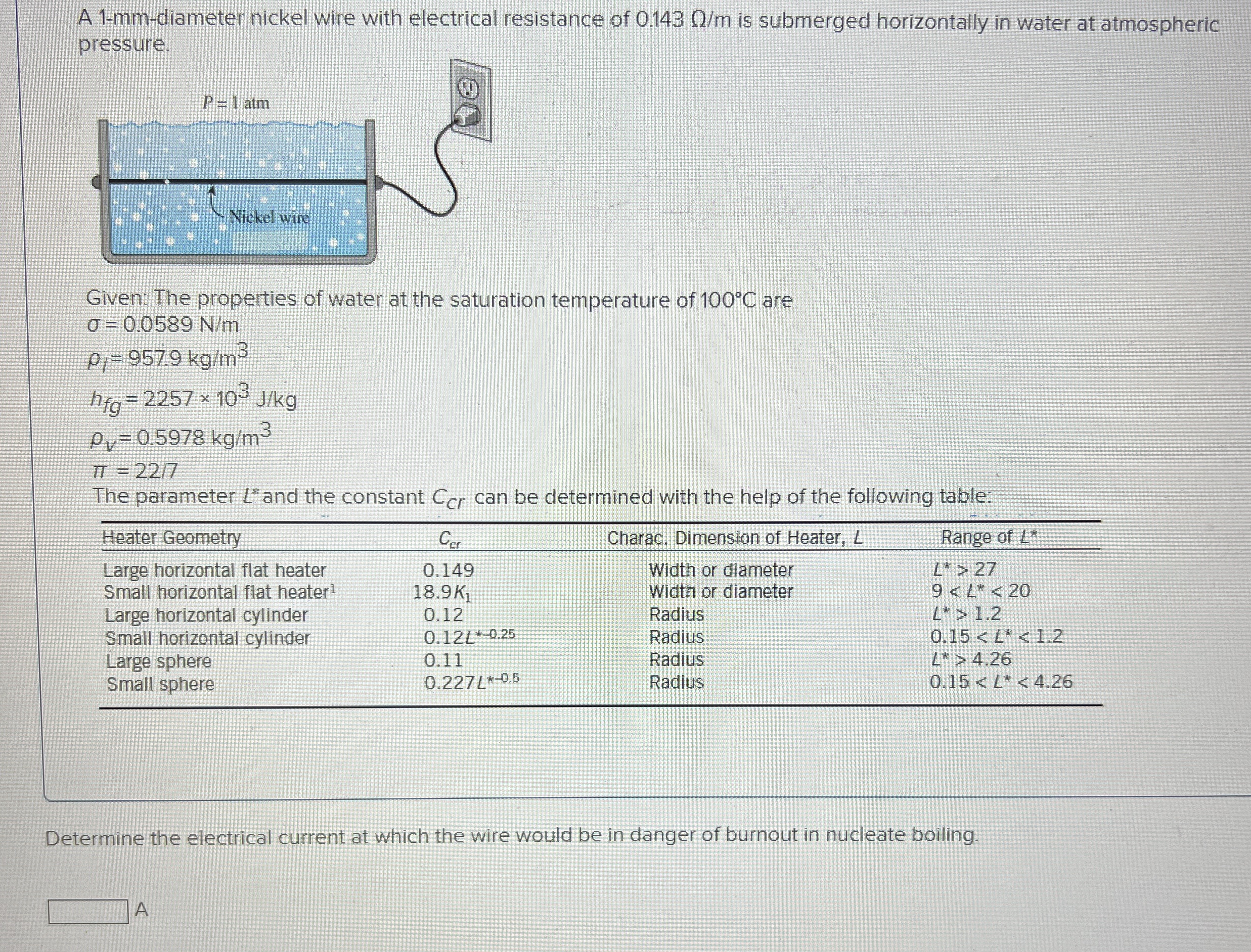 A 1 - mm - diameter nickel wire with electrical