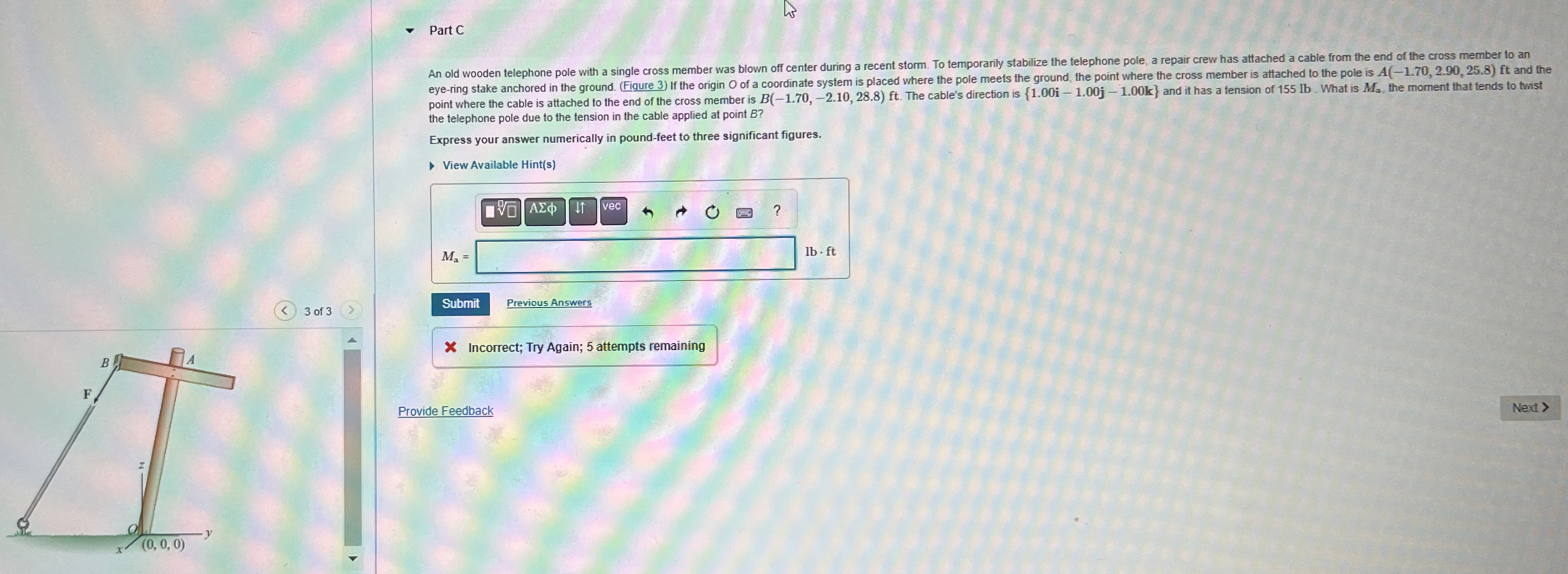 Part C An old wooden telephone pole with a single