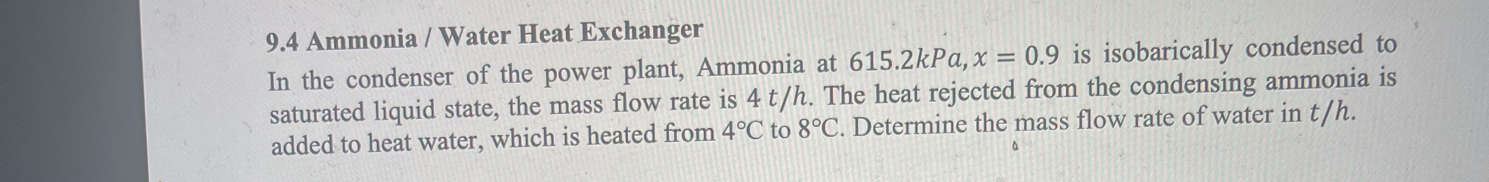 9 . 4 Ammonia / Water Heat Exchanger In the