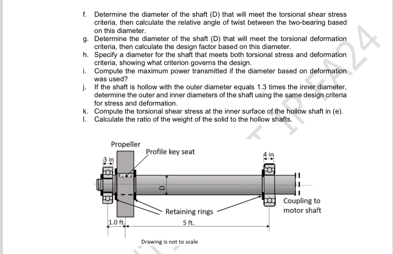 f . Determine the diameter of the shaft ( D )
