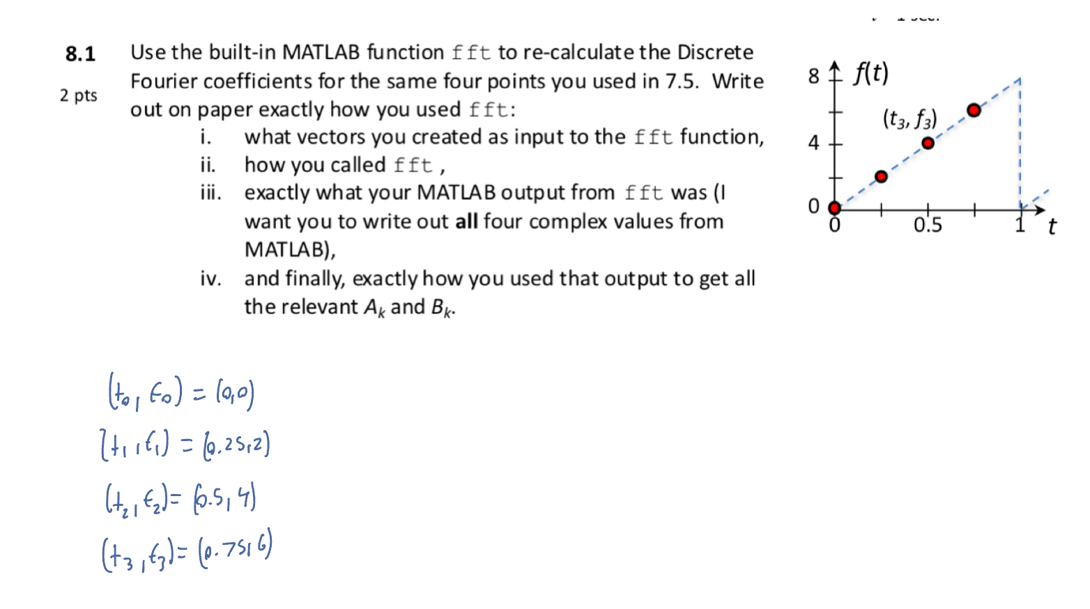 8 . 1 Use the built - in MATLAB function f f t to