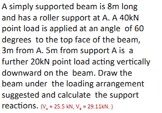 A simply supported beam is 8 m long and has a