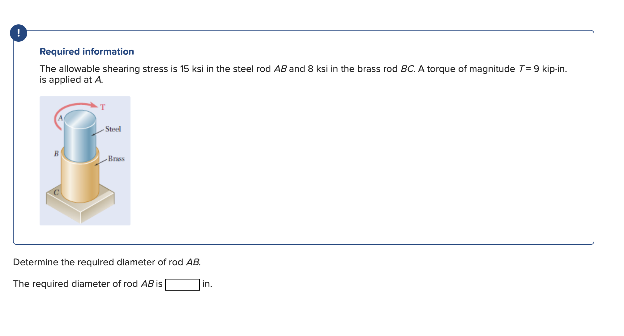 Required information The allowable shearing