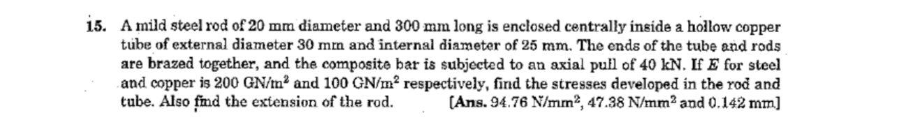 A mild steel rod of 2 0 mm diameter and 3 0 0 mm