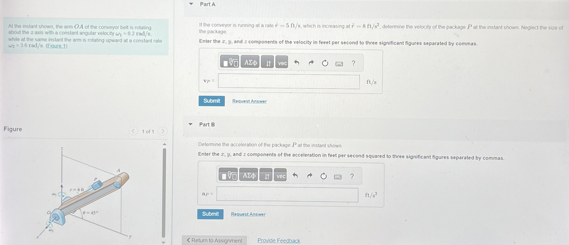 Part A At the instant shown, the arm O A of the