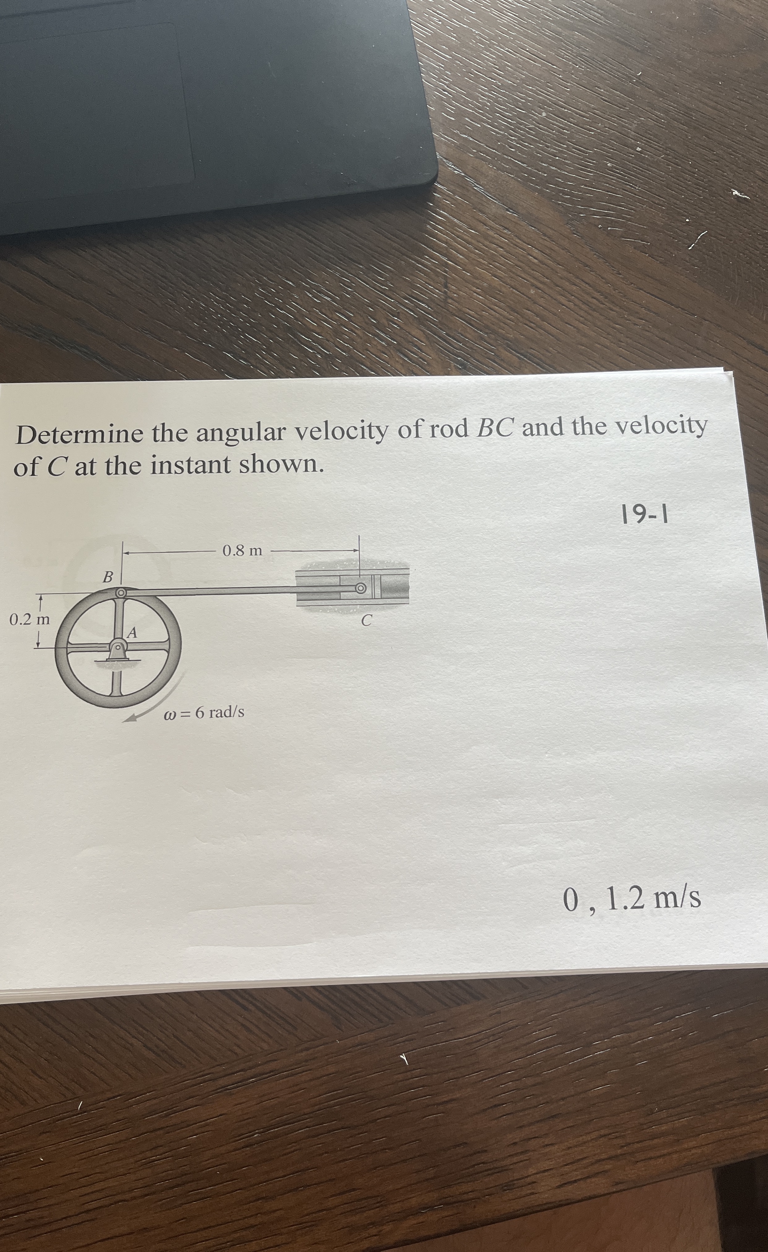 Determine the angular velocity of rodBC and the