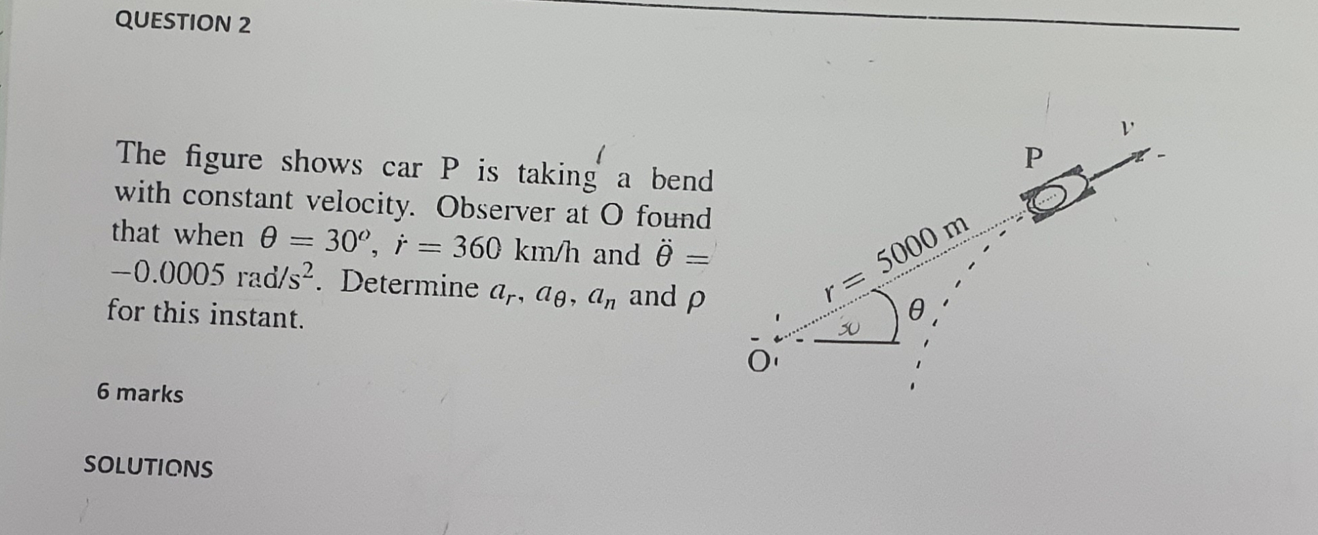 QUESTION 2 The figure shows car P is taking ? ' a