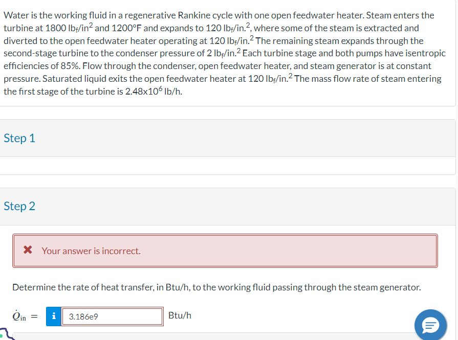 Water is the working fluid in a regenerative