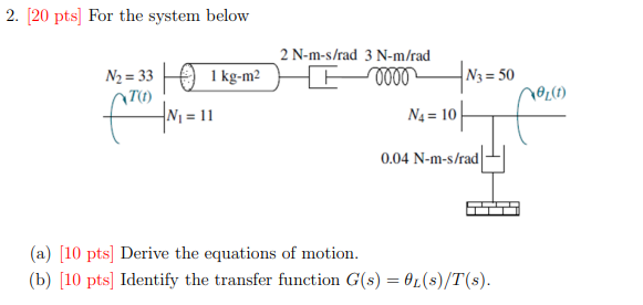 [ 2 0 pts ] For the system below ( a ) 1 0 p t s