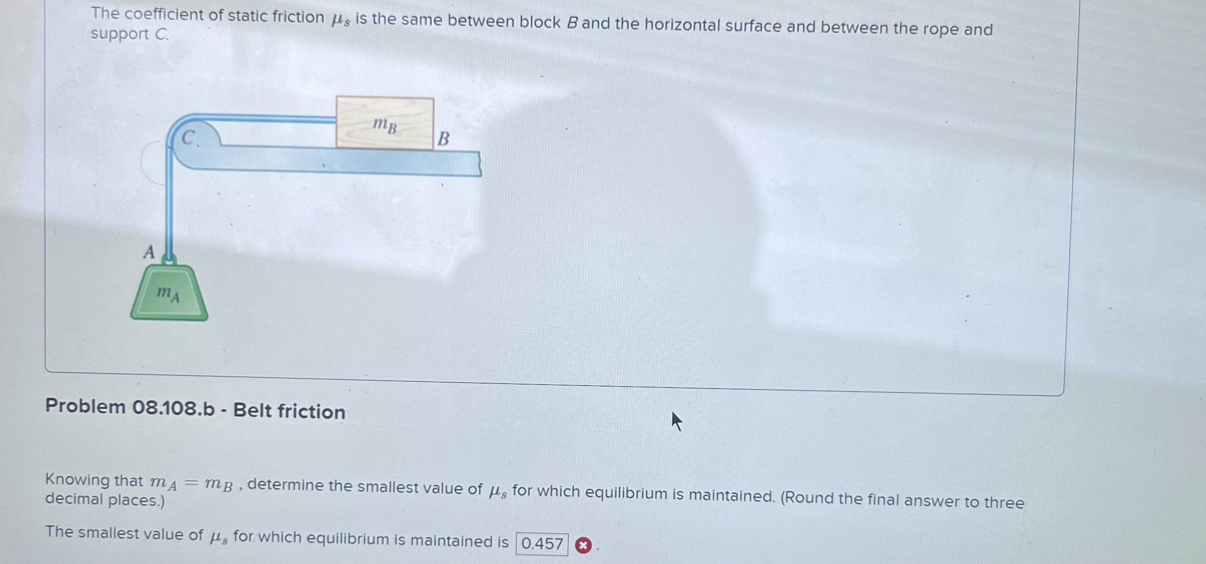 The coefficient of static friction s is the same