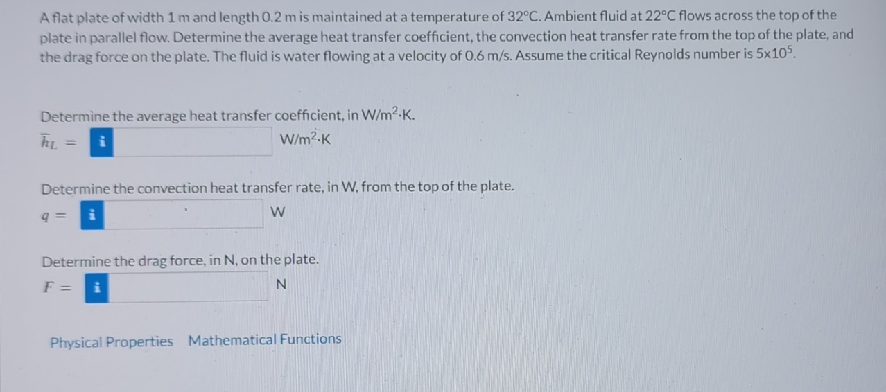 A flat plate of width 1 m and length 0 . 2 m is