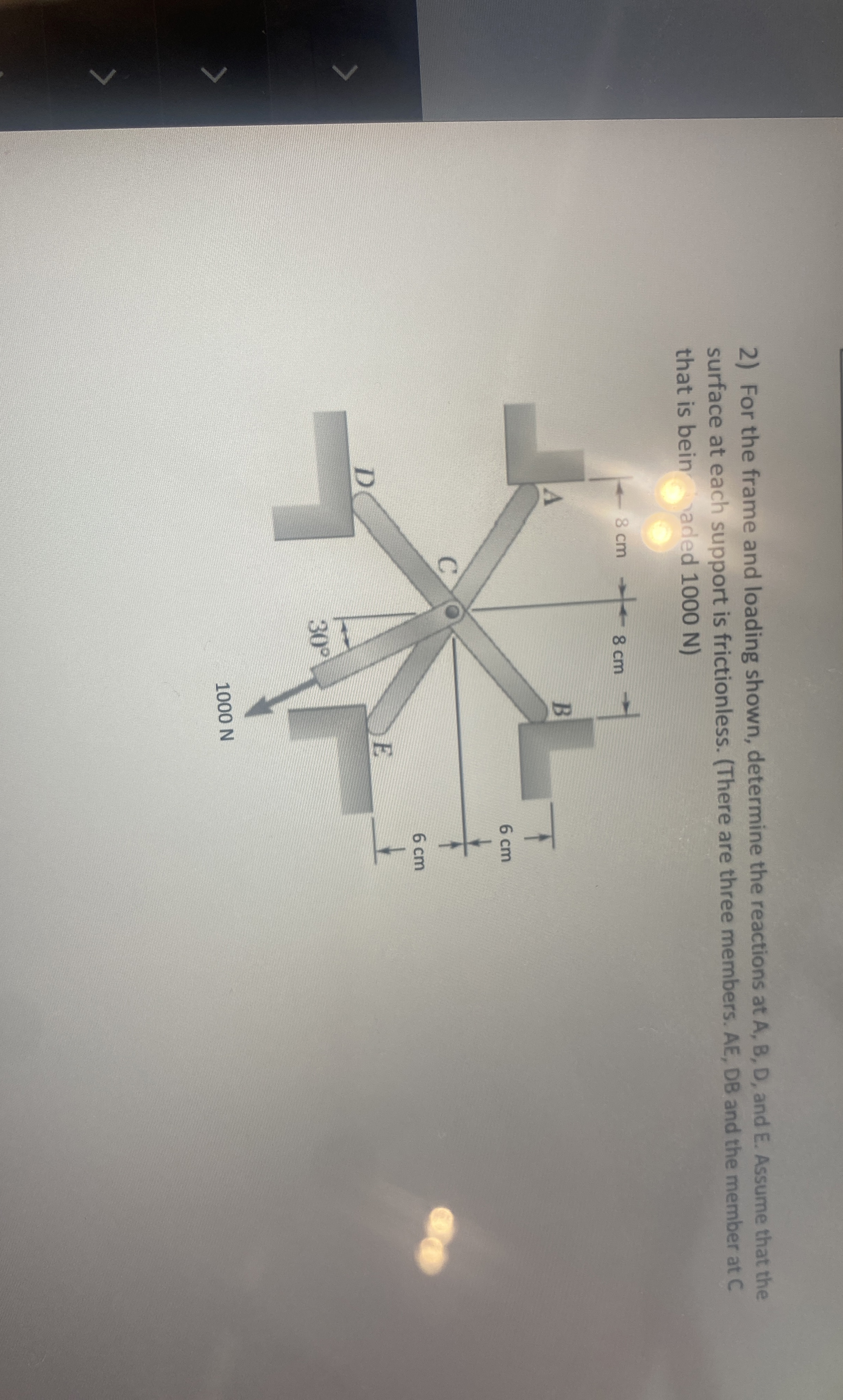 For the frame and loading shown, determine the