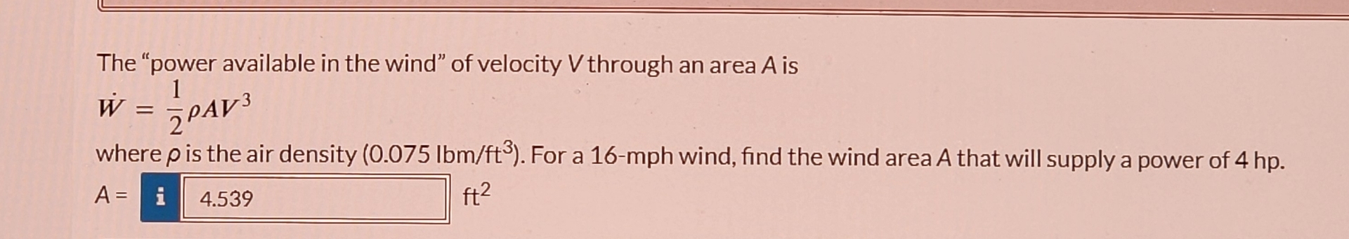 The "power available in the wind" of velocity V