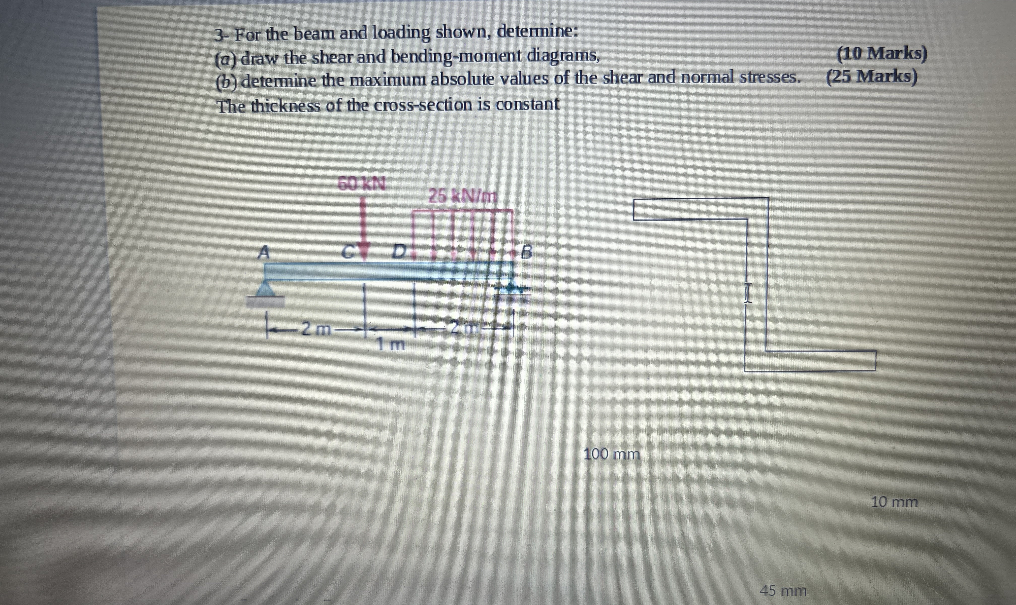For the beam and loading shown, determine: ( a )