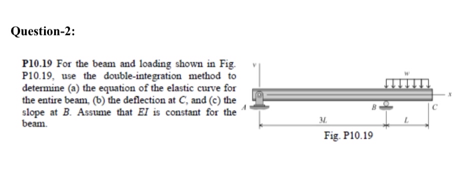 Question - 2 : P 1 0 . 1 9 For the beam and