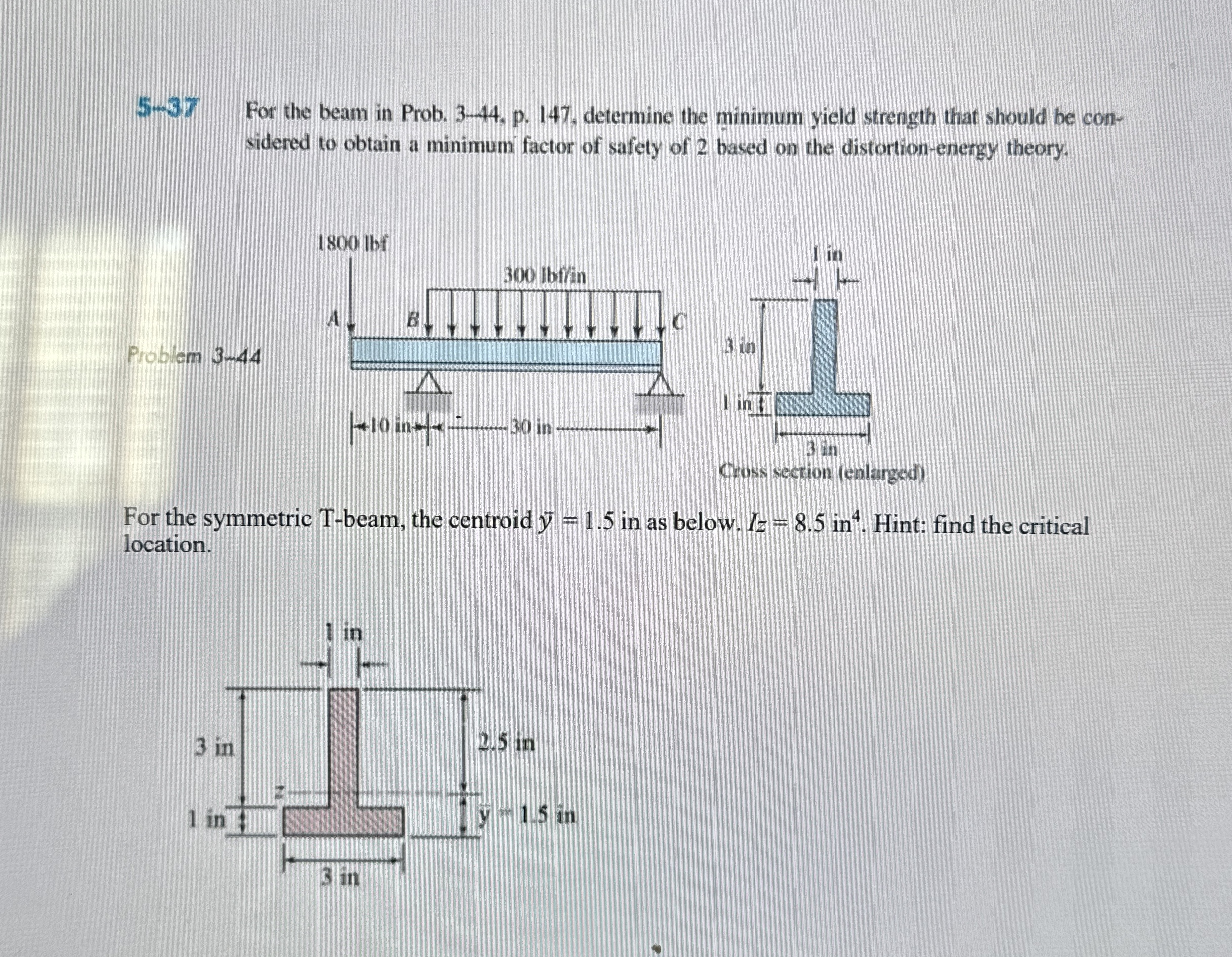 5 - 3 7 For the beam in Prob. 3 - 4 4 , p . 1 4 7