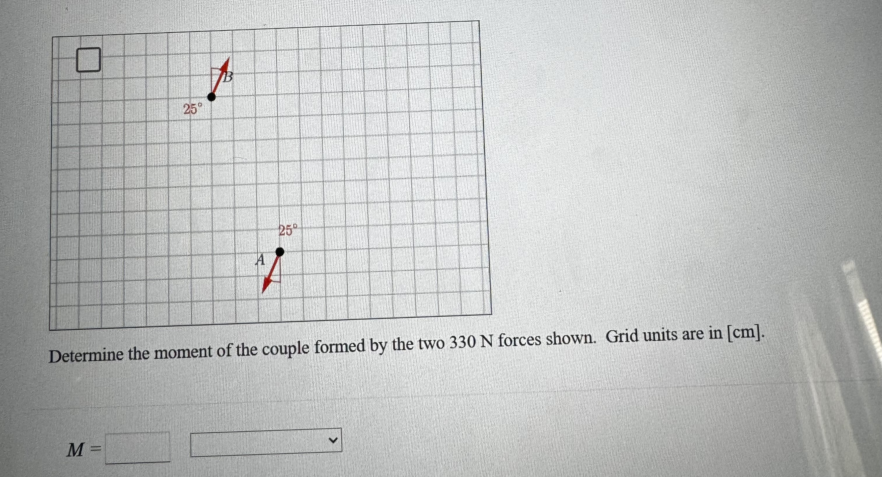 Determine the moment of the couple formed by the