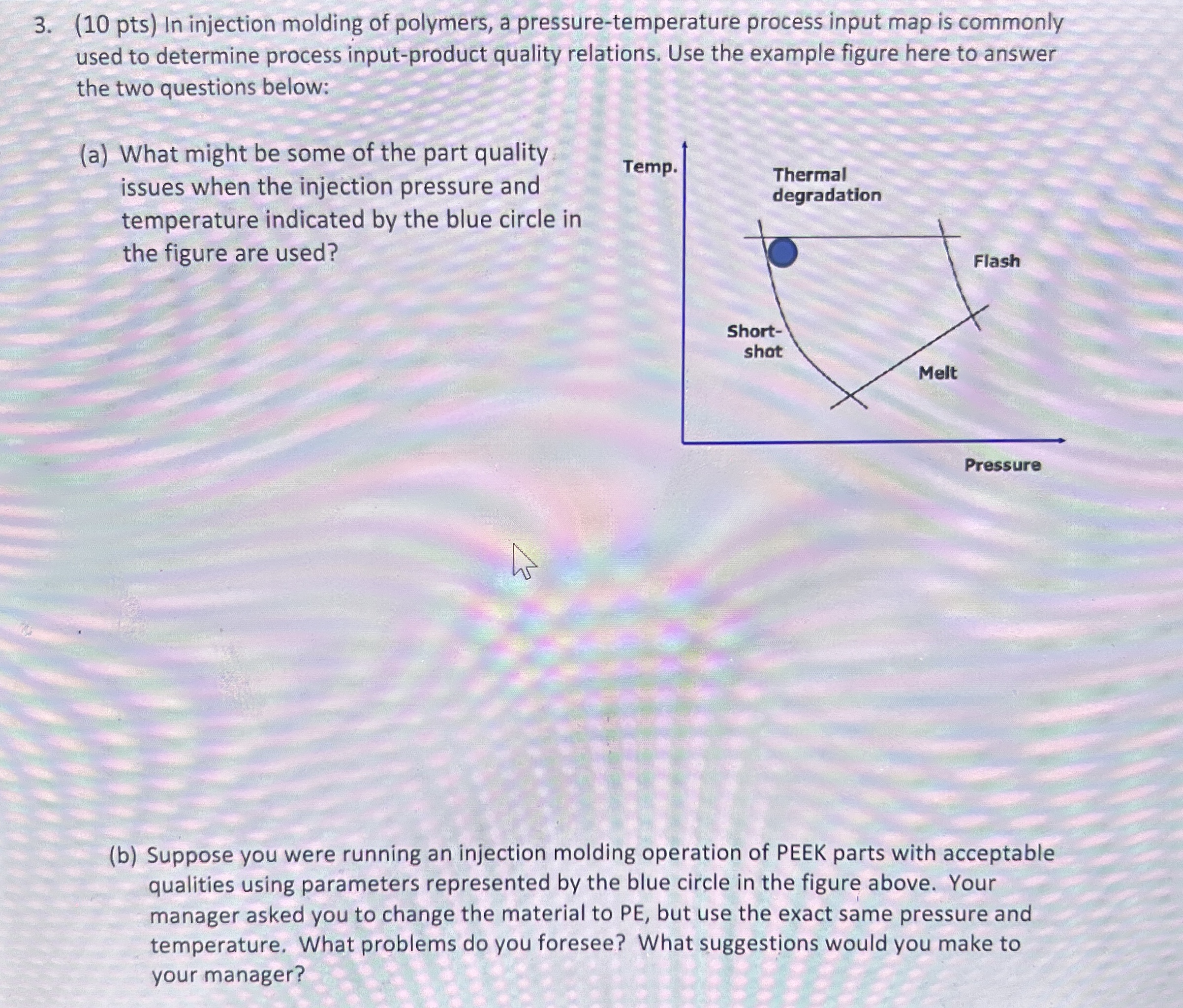( 1 0 pts ) In injection molding of polymers, a