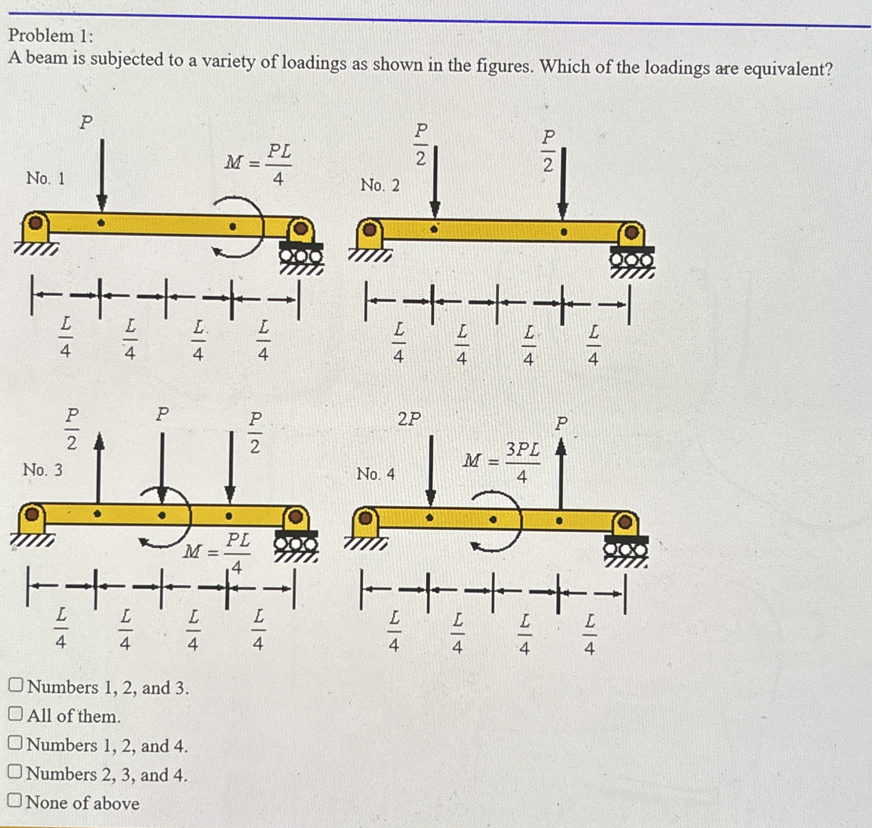 Problem 1 : A beam is subjected to a variety of