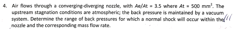 4 . Air flows through a converging - diverging