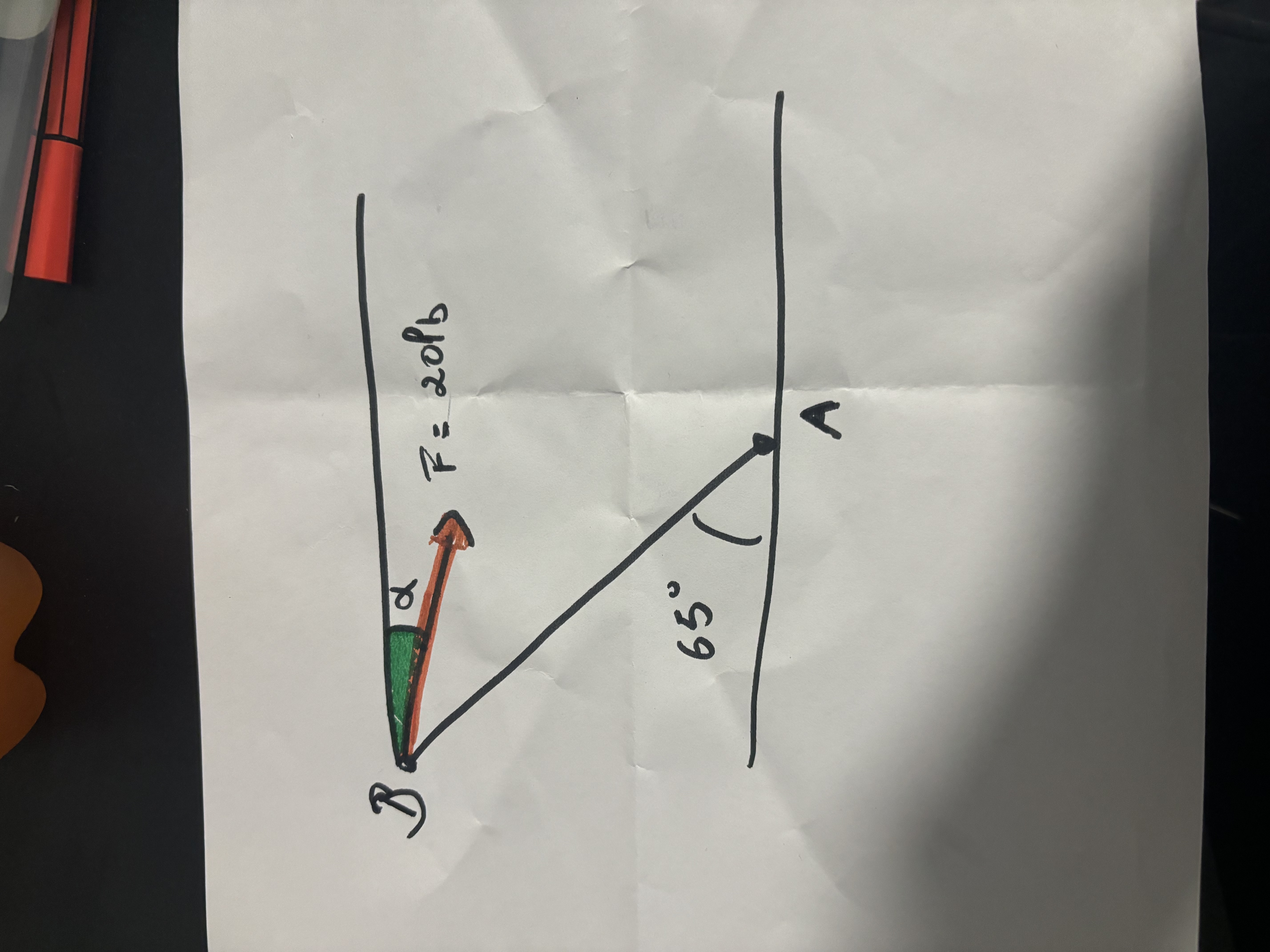 Well, so . | BA | = 9 in vector F = 2 0 lb Moment