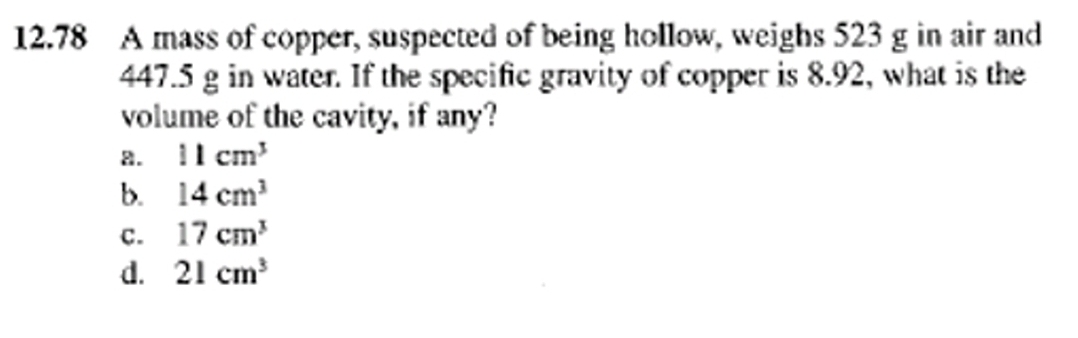 1 2 . 7 8 A mass of copper, suspected of being