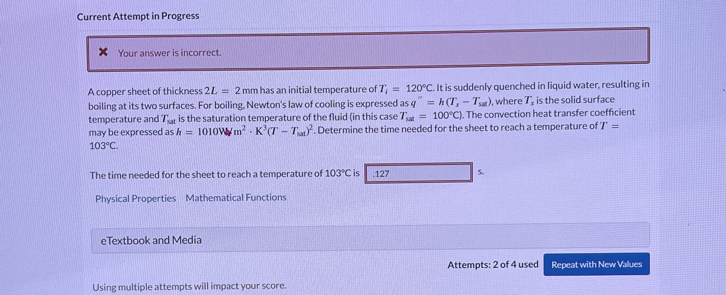 A copper sheet of thickness 2 L = 2 m m has an