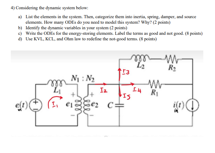Considering the dynamic system below: a ) List