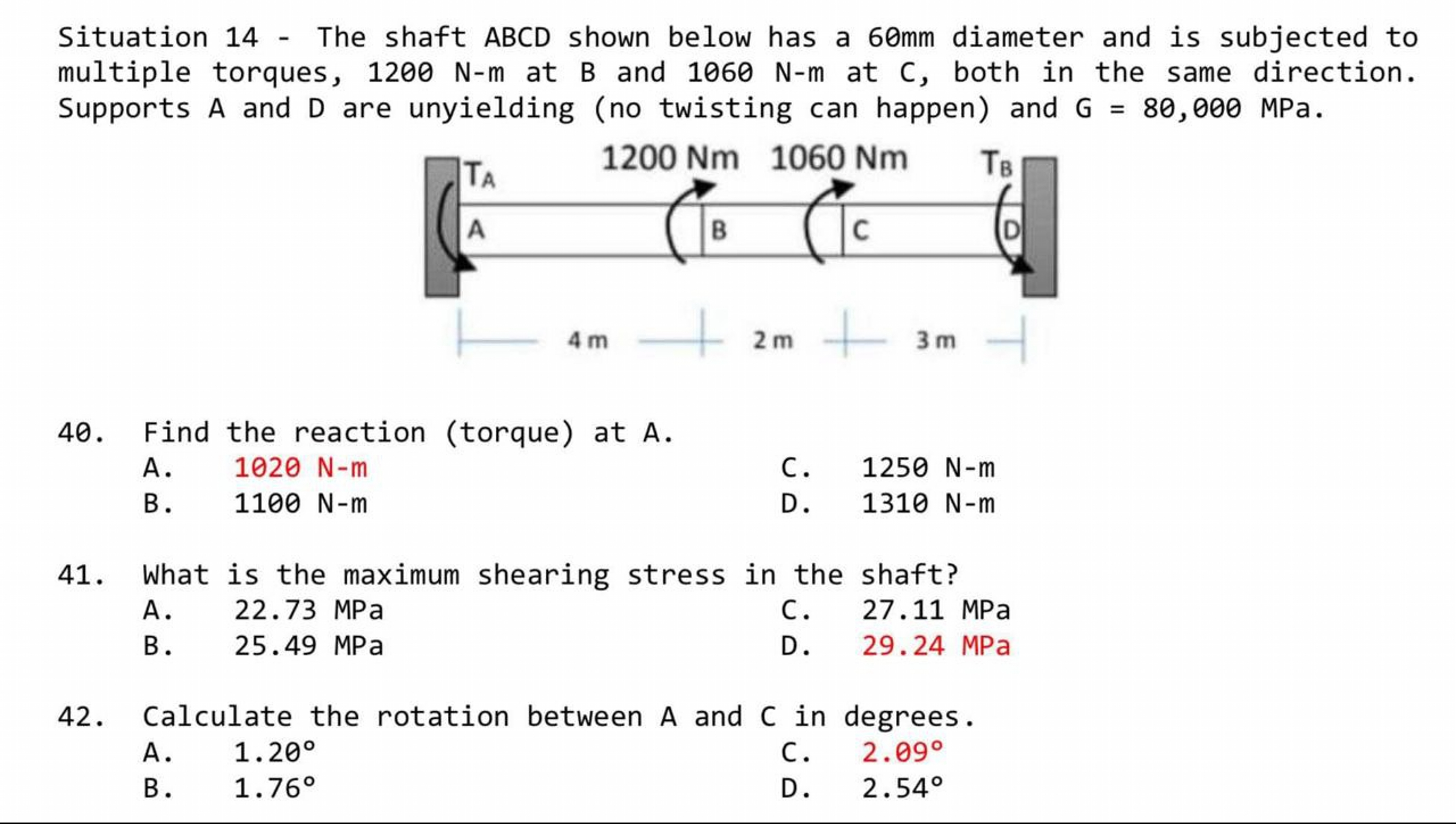 Situation 1 4 - The shaft ABCD shown below has a